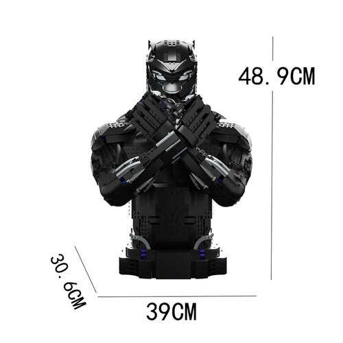 Busto de Pantera Negra de bloques, medidas 48,9 × 39 × 30,6 cm