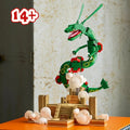 Rayquaza de bloques sobre su templo