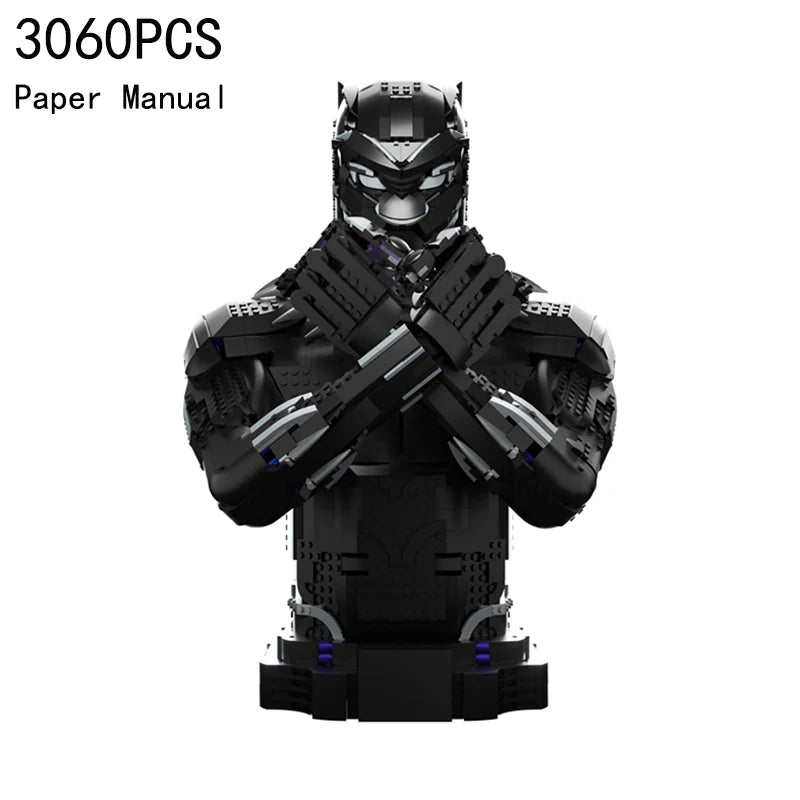 Busto de Pantera Negra de bloques de construcción, 3.060 piezas