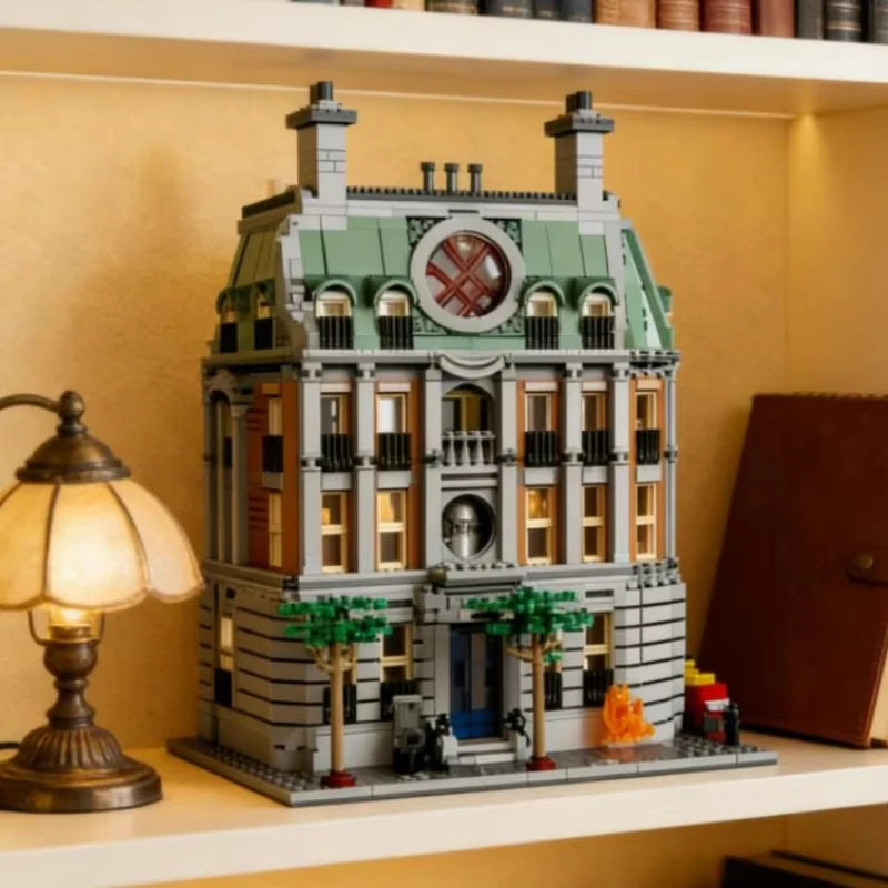 Sanctum Sanctorum de bloques expuesto en una estantería