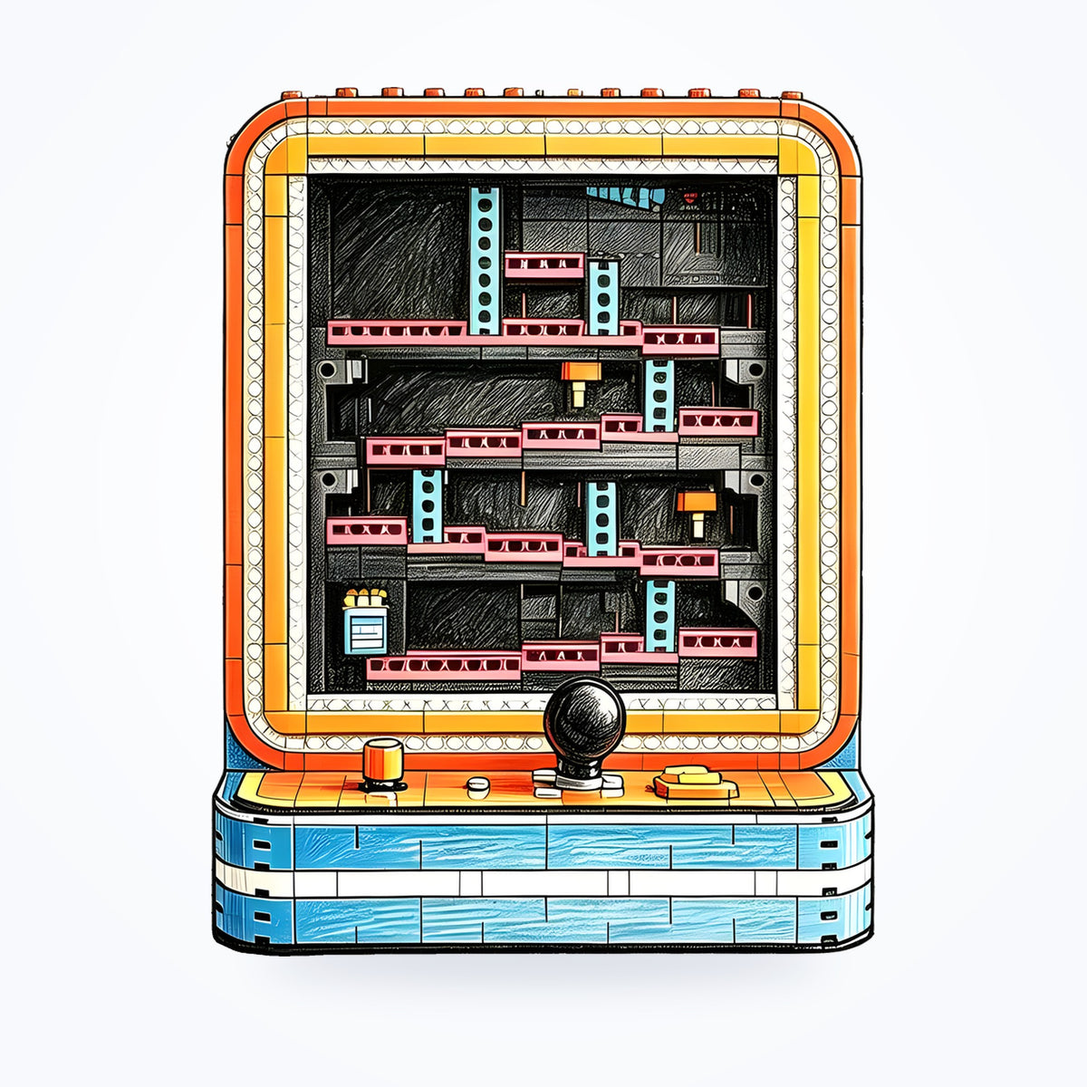Cabinato arcade retrò in mattoncini, 1.371 pezzi
